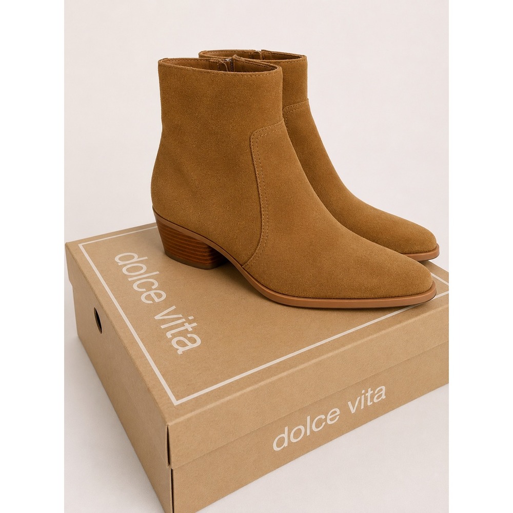 Dolce Vita Fahari H2O Brown Suede Waterproof Square Toe Ankle Boots Womens10.5 M - Picture 5 of 6